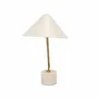 Lampes à poser - Lampe de table en acier blanc et acier poli doré avec base en marbre céramique - ANGEL CERDÁ