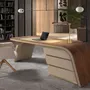 Table lamps - Table lamp in walnut-effect steel and polished gold steel - ANGEL CERDÁ