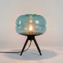 Lampes à poser - Lampe de table en verre bleu et acier noir - ANGEL CERDÁ