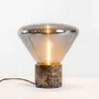 Table lamps - Table lamp in grey smoked mirror-effect glass and porcelain marble - ANGEL CERDÁ