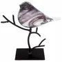 Objets de décoration - Oiseau violet en verre pailleté dore sur branche métal, H : 26 cm - TRADE WINDS