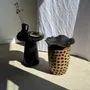 Decorative objects - Blackened teak cup in the shape of a monoxyl leaf or flower H10 D41 - OFFICE OBJETS