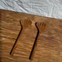 Fourchettes - Couvert à salade ou grande cuillère en teck ovale fendue L18 D8,5 - OFFICE OBJETS