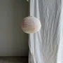 Hanging lights - Medium suspension in Japanese rattan and natural linen round rosé D40 - OFFICE OBJETS