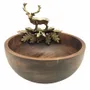Objets de décoration - BOWL 'NOEL' EN BOIS BRUN+DECOR CERF DORE - FANCY