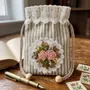 Clutches - Striped floral lace purse, 14*18cm - ROLANDE DU DREUILH  LACE JEWEL