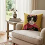 Fabric cushions - Tapestry cat cushion (FRIDA KAHLO) - ROLANDE DU DREUILH  LACE JEWEL