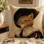 Fabric cushions - Cat tapestry cushion (Dartagnan) - ROLANDE DU DREUILH  LACE JEWEL
