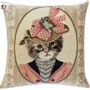 Fabric cushions - Cat tapestry cushion with hat and bow - ROLANDE DU DREUILH  LACE JEWEL