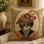 Fabric cushions - Cat tapestry cushion with hat and bow - ROLANDE DU DREUILH  LACE JEWEL