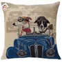 Coussins textile - Coussin tapisserie tacots bleu chien - ROLANDE DU DREUILH  LACE JEWEL