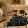 Coussins textile - Coussin tapisserie tacots bleu chien - ROLANDE DU DREUILH  LACE JEWEL