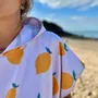 Bathrobes - 80 x 110 cm adult bath poncho, white with lemon patterns - TROPESA
