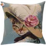 Fabric cushions - Cat tapestry cushion Flower hat - ROLANDE DU DREUILH  LACE JEWEL