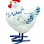 Sculptures, statuettes and miniatures - Blue, white, and red chicken figurine, 8cm - ROLANDE DU DREUILH  LACE JEWEL