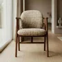 Chaises - Chaise BOWIE teinte noyer & tissu crème - EMPREINTE DU TEMPS