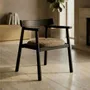 Chaises - Chaise GAIA noir & tissu marron - EMPREINTE DU TEMPS