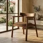 Chaises - Chaise GAIA teinte noyer & tissu marron - EMPREINTE DU TEMPS