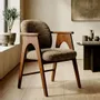 Chaises - Chaise BOWIE teinte noyer & tissu marron - EMPREINTE DU TEMPS