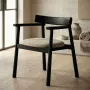 Chaises - Chaise GAIA noir & tissu crème - EMPREINTE DU TEMPS