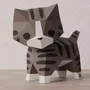 Children's decorative items - Papercraft 3D DIY Kits - Brown Paper Mini Cat - MOKI MOKI