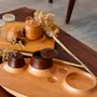 Plateaux - Matte - Plateau - Sculpté en Bois de Hêtre massif avec des pots Noyer - DAMJ