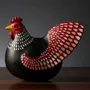 Sculptures, statuettes and miniatures - 8cm Resin Chicken black Figurine - ROLANDE DU DREUILH  LACE JEWEL