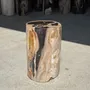 Stools - Petrified wood side table black heart beige bark H35 D22 - 333 - OFFICE OBJETS