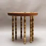 Tables pour hôtels - Table d'appoint ronde IPANEMA: Pieds: Laiton, Pleateau Chêne massif - DUISTT