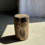 Other tables - Brown and black petrified wood side table H35 D27 - 3333 - OFFICE OBJETS