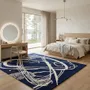 Contemporary carpets - Orbit of Expression Navy Blue Ivory Modern Handmade Area Rug - NUZRAT CARPET EMPORIOUM