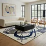 Contemporary carpets - Orbit of Expression Navy Blue Ivory Modern Handmade Area Rug - NUZRAT CARPET EMPORIOUM