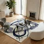 Contemporary carpets - Orbit of Expression Navy Blue Ivory Modern Handmade Area Rug - NUZRAT CARPET EMPORIOUM