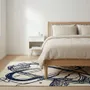 Contemporary carpets - Orbit of Expression Navy Blue Ivory Modern Handmade Area Rug - NUZRAT CARPET EMPORIOUM