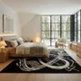 Contemporary carpets - Orbit of Expression Black Ivory Modern Handmade Area Rug - NUZRAT CARPET EMPORIOUM