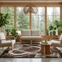 Contemporary carpets - Orbit of Expression Dark Brown Ivory Modern Handmade Area Rug - NUZRAT CARPET EMPORIOUM