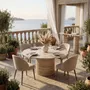 Tables de jardin - Table à manger - 150X150X75cm - Ocel - Travertin Classique - STONE VALLEY