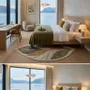Contemporary carpets - Modern Botanica Leaf Rug — Sage Harvest Area Rug - NUZRAT CARPET EMPORIOUM
