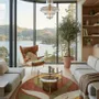 Contemporary carpets - Modern Botanica Leaf Rug — Earthen Harvest Area Rug - NUZRAT CARPET EMPORIOUM
