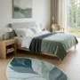 Contemporary carpets - Modern Botanica Leaf Rug — Ethereal Ocean Area Rug - NUZRAT CARPET EMPORIOUM