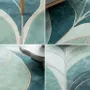 Contemporary carpets - Modern Botanica Leaf Rug — Ethereal Ocean Area Rug - NUZRAT CARPET EMPORIOUM