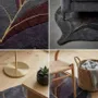 Contemporary carpets - Modern Botanica Leaf Rug — Midnight Forest Area Rug - NUZRAT CARPET EMPORIOUM