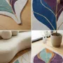 Contemporary carpets - Modern Botanica Leaf Rug — Twilight Flora Area Rug - NUZRAT CARPET EMPORIOUM