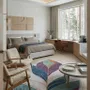 Contemporary carpets - Modern Botanica Leaf Rug — Twilight Flora Area Rug - NUZRAT CARPET EMPORIOUM
