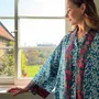 Sleepwear - Long Kimono Robe Teal Mitsi - Made with Liberty Fabric - LIME TREE DESIGN