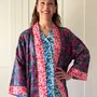 Sleepwear - Long Kimono Robe Ciara Fuchsia - Made with Liberty Fabric - LIME TREE DESIGN