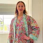 Sleepwear - Long Kimono Robe Ciara Lime - Made with Liberty Fabric - LIME TREE DESIGN