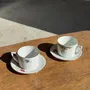 Decorative objects - Pair of white ADP France porcelain cups with floral pattern - OFFICE OBJETS