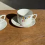Decorative objects - Pair of white ADP France porcelain cups with floral pattern - OFFICE OBJETS