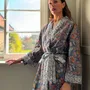 Sleepwear - Long Kimono Robe Ciara Lilac - Made with Liberty Fabric - LIME TREE DESIGN
